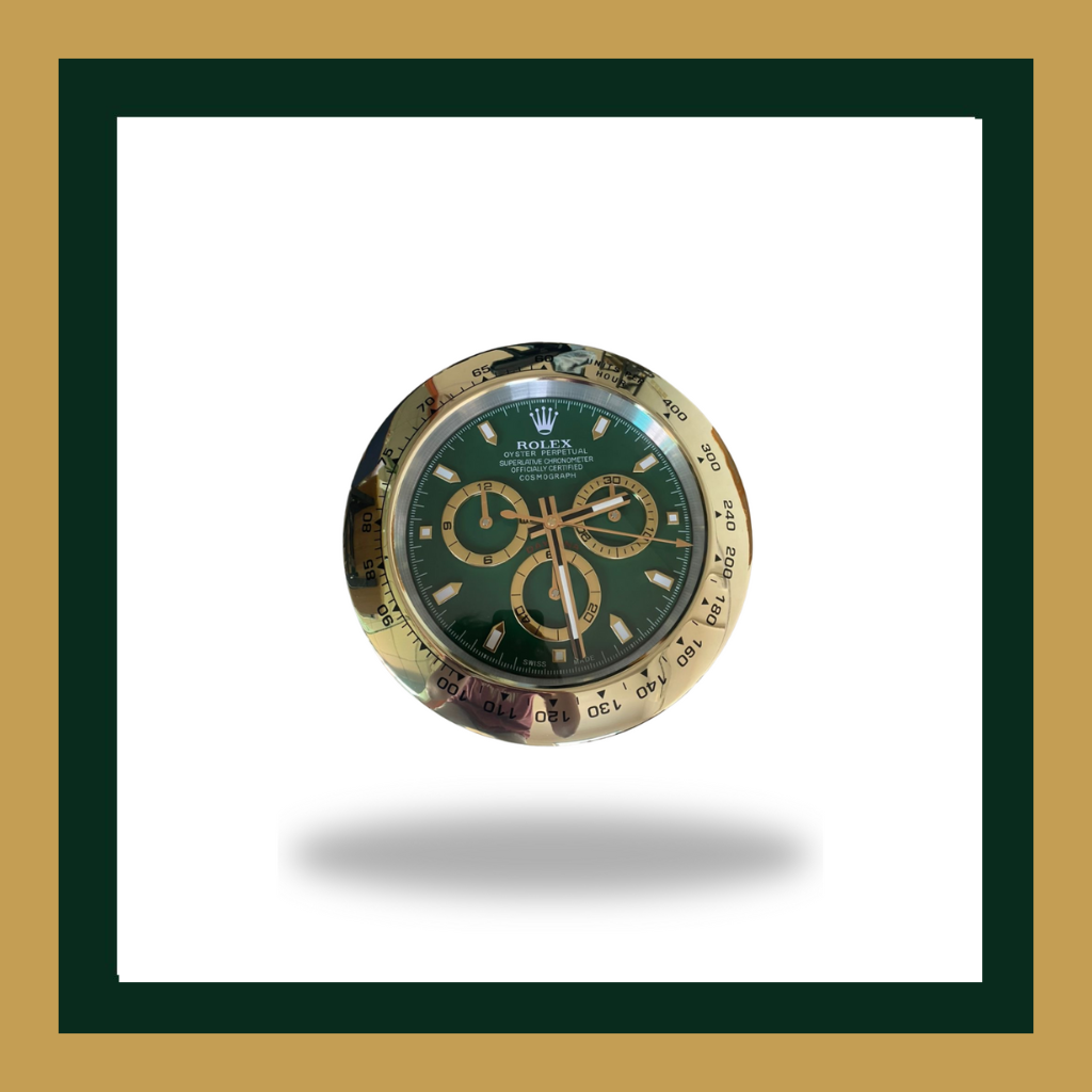 Swiss Quality Daytona Green Dial Gold Bezel Wall Clock