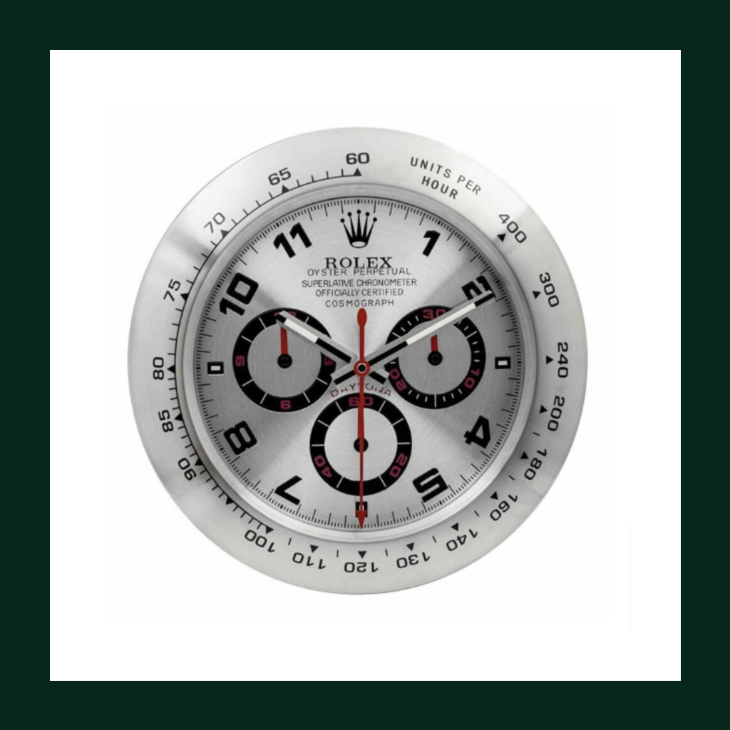 Daytona Cosmograph Silver Dial Arabic Numerals Wall Clock