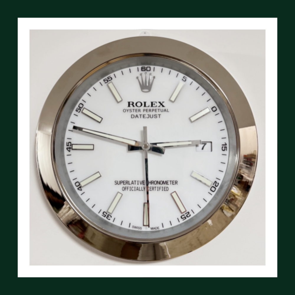 Datejust White Dial Silver Smooth Bezel Wall Clock