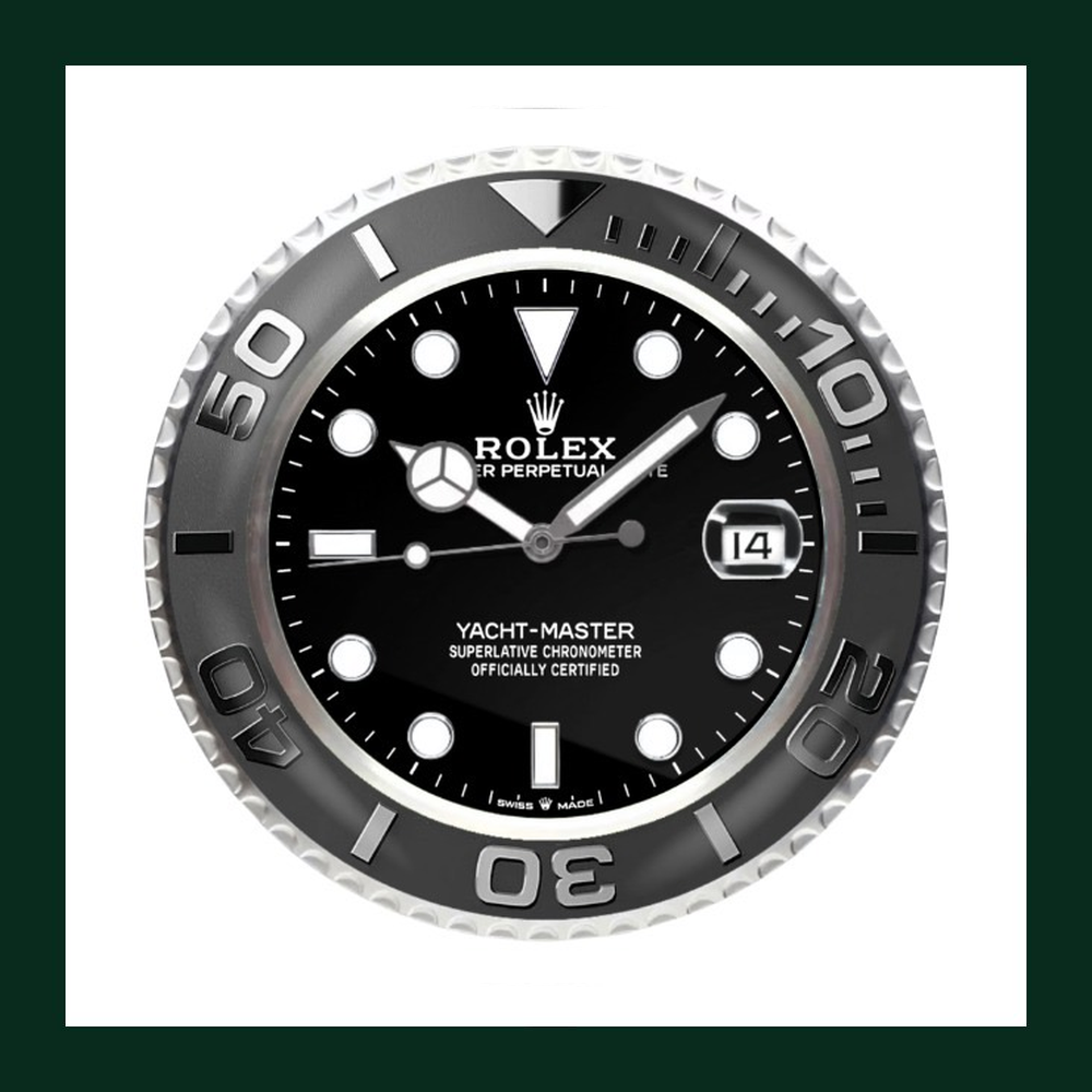 Yacht-Master Black Dial Platinum Bezel Wall Clock
