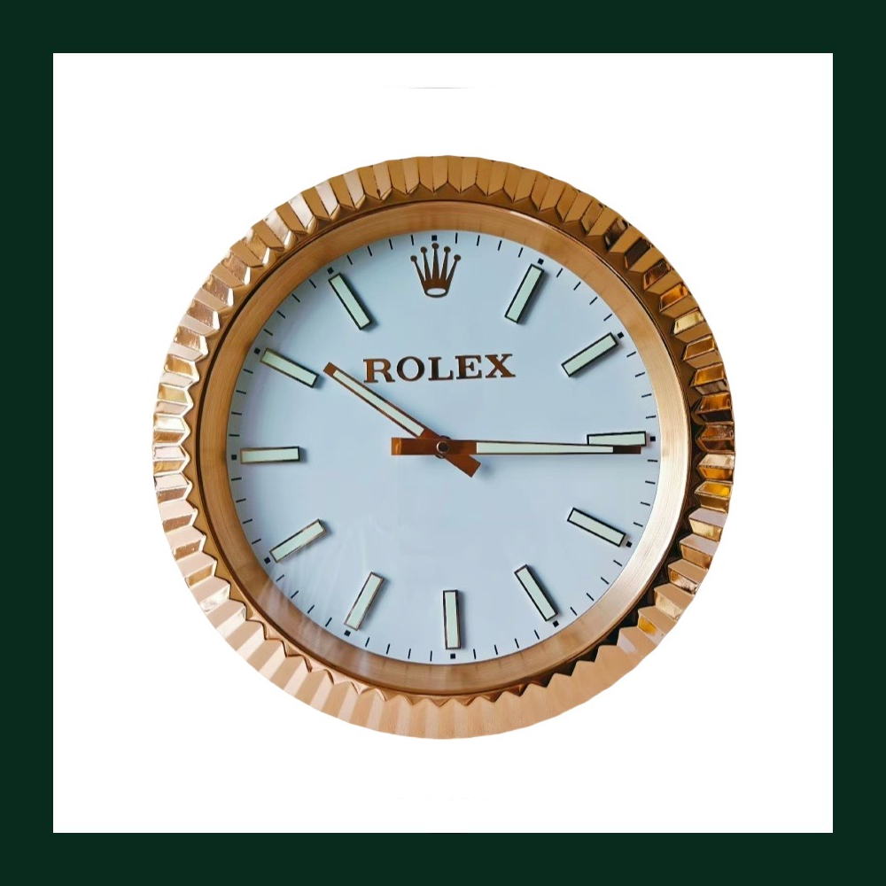 Datejust White Dial Rose Gold Fluted Bezel Wall Clock