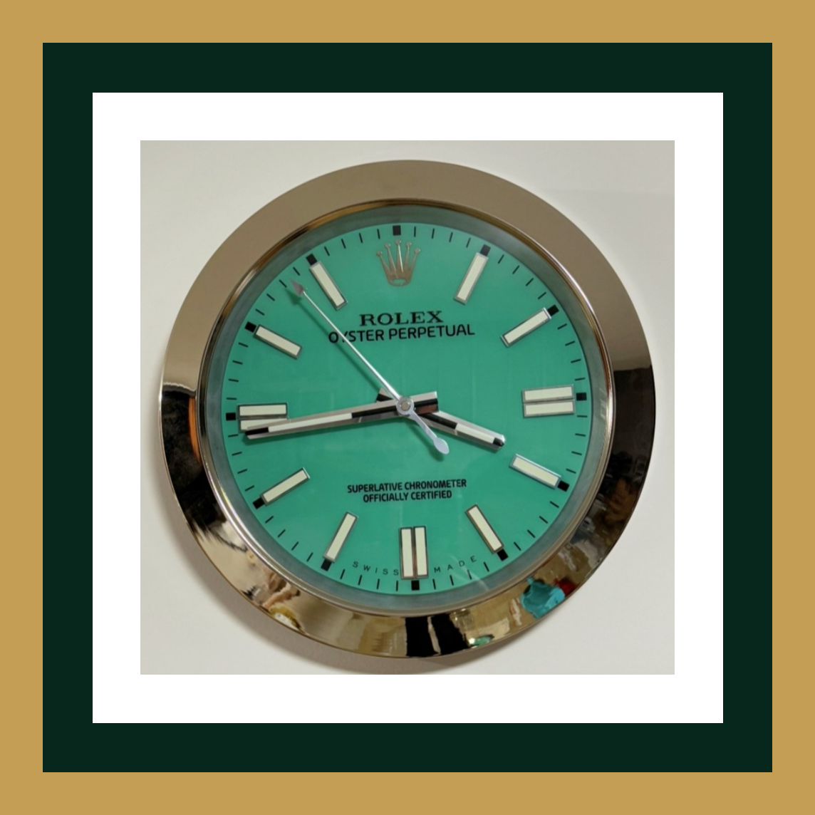 Swiss Quality Oyster Perpetual Tiffany Blue Dial Wall Clock