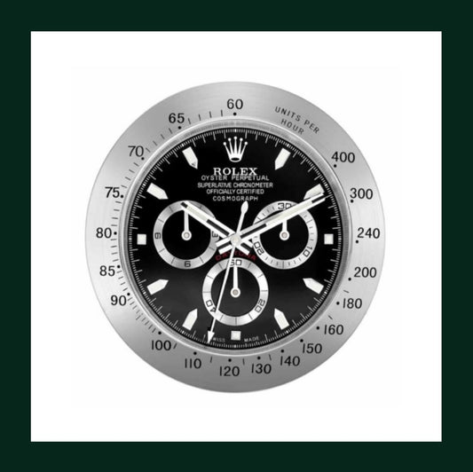 Daytona Cosmograph Black Dial Silver Bezel Wall Clock