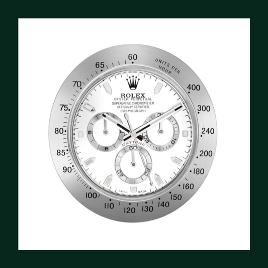 Daytona Cosmograph White Dial Silver Bezel Wall Clock