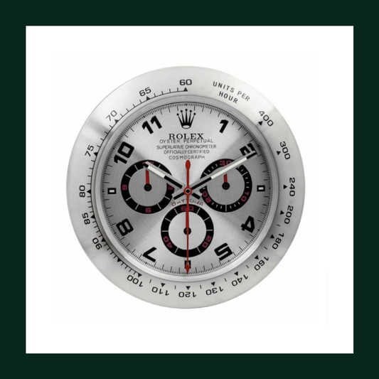 Daytona Cosmograph Silver Dial Arabic Numerals Wall Clock
