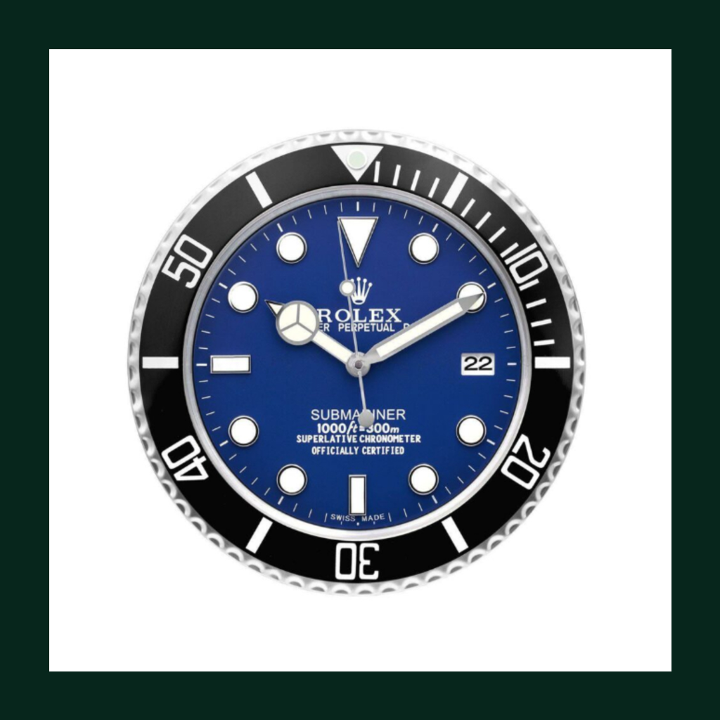 Submariner Blue Dial Black Bezel Wall Clock
