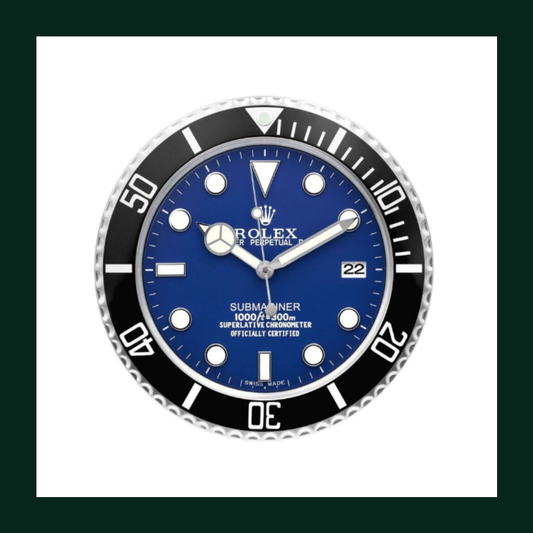 Submariner Blue Dial Black Bezel Wall Clock