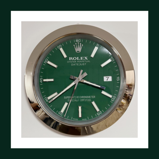 Datejust Green Dial Silver Bezel Wall Clock