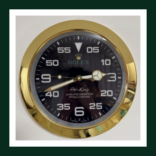 Air-King Black Dial Gold Bezel Wall Clock