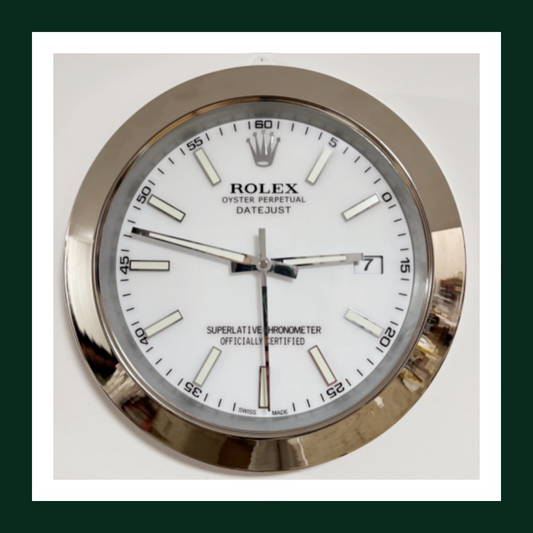 Datejust White Dial Silver Smooth Bezel Wall Clock
