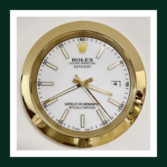 Datejust White Dial Gold Smooth Bezel Wall Clock