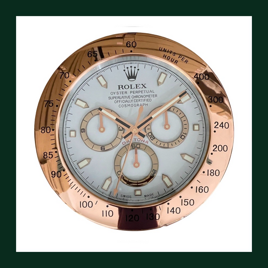 Daytona White Dial Rose Gold Bezel Wall Clock