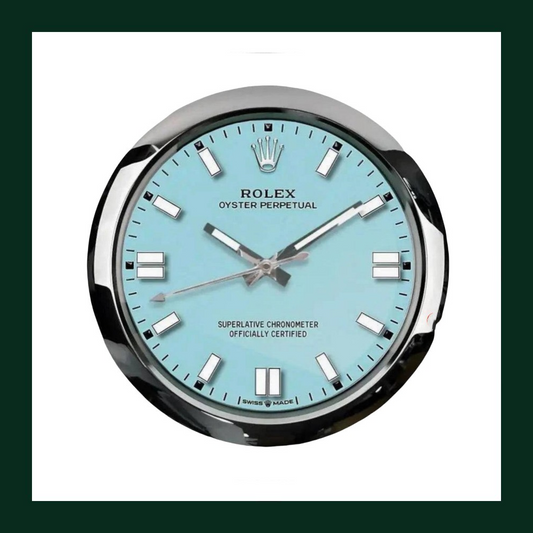 Oyster Perpetual Tiffany Blue Dial Silver Smooth Bezel Wall Clock