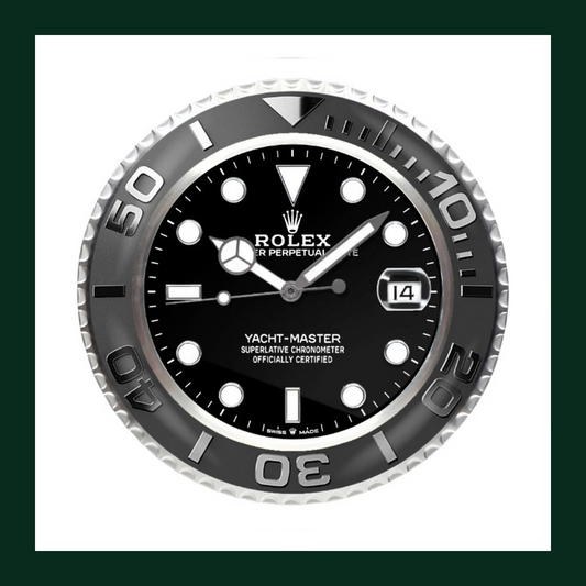 Yacht-Master Black Dial Platinum Bezel Wall Clock