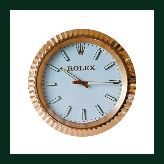 Datejust White Dial Rose Gold Fluted Bezel Wall Clock