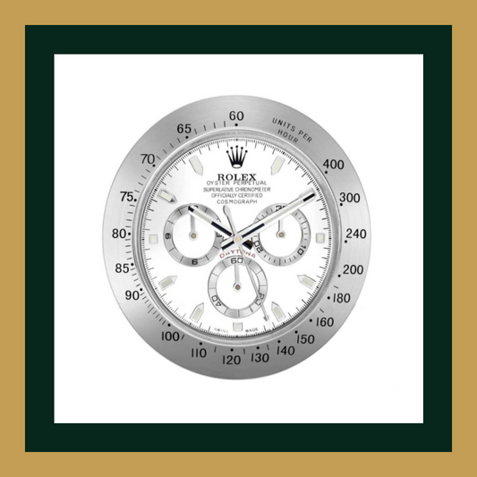 Swiss Quality Daytona Cosmograph Silver & White Wall Clock