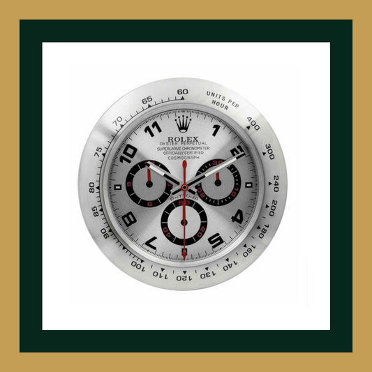 Swiss Quality Daytona Silver Arabic Dial Wall Clock