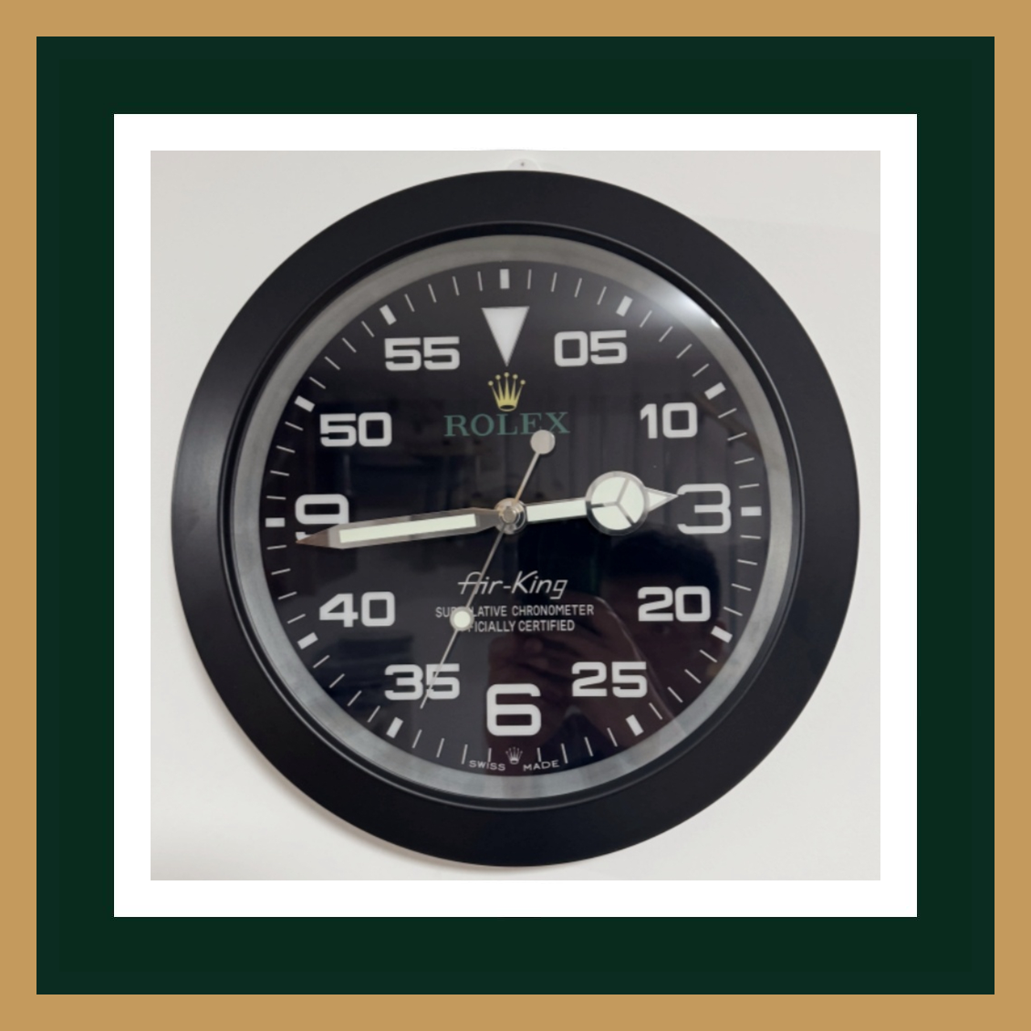 Swiss Quality Air-King Black Dial Matte Black Bezel Wall Clock