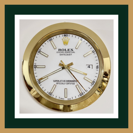 Swiss Quality Datejust White Dial Gold Smooth Bezel Wall Clock